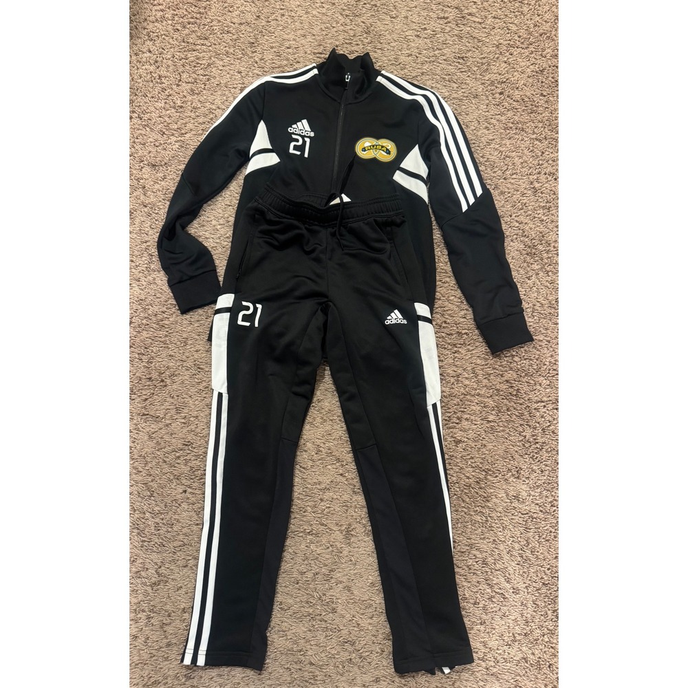 Adidas Youth Soccer Tracksuit‎ Set Black White Full Zip Jacket Pants NWOT